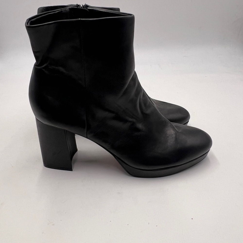Calvin Klein Sleek Black Leather Heeled Boots - Picture 2 of 9